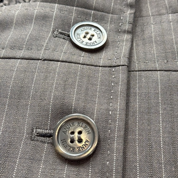 Anne Klein Gray Pinstripe Corset Laceup Lightweight Wool Blend Blazer, 4P - Picture 3 of 8
